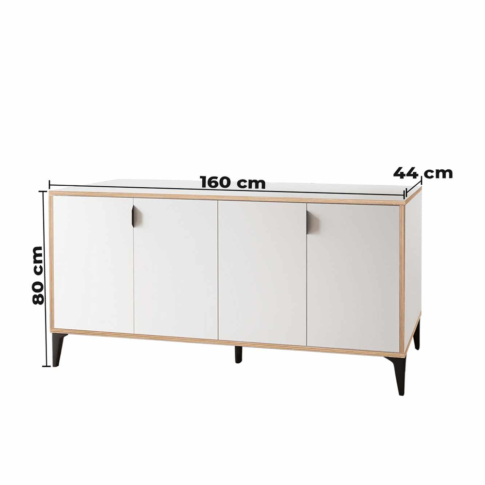 Arden Wooden Sideboard with 4 Doors in White
