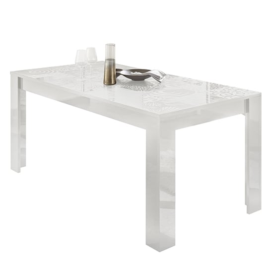 Ardent Contemporary Dining Table Rectangular In White High Gloss