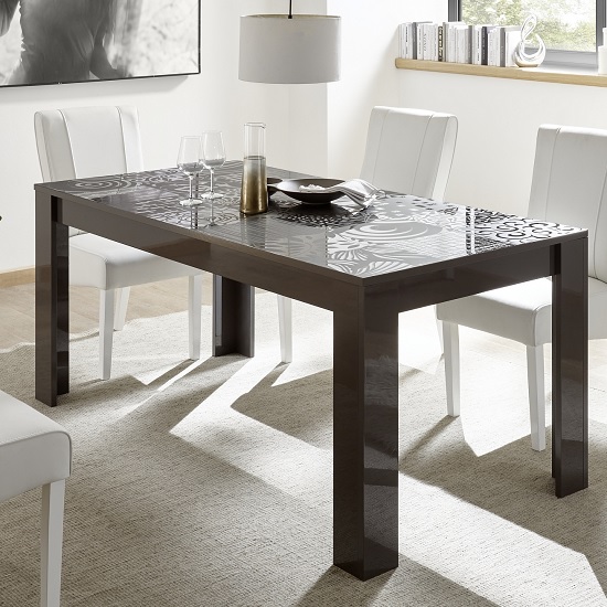 Photo of Ardent contemporary dining table rectangular in grey high gloss