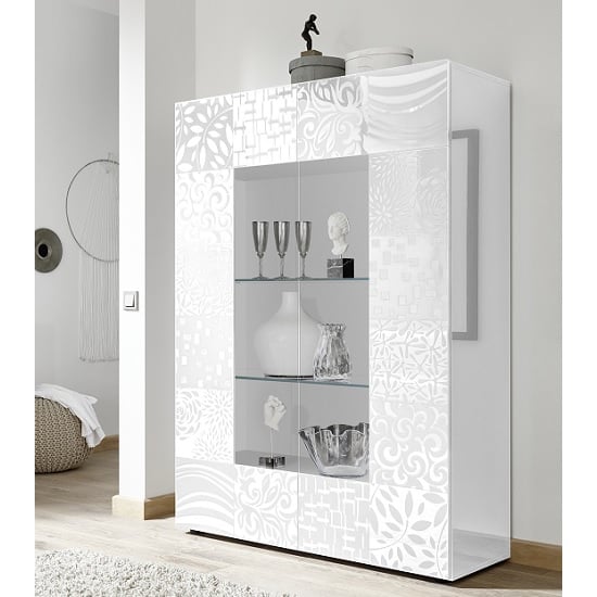 Photo of Ardent modern display cabinet in white high gloss with 2 doors