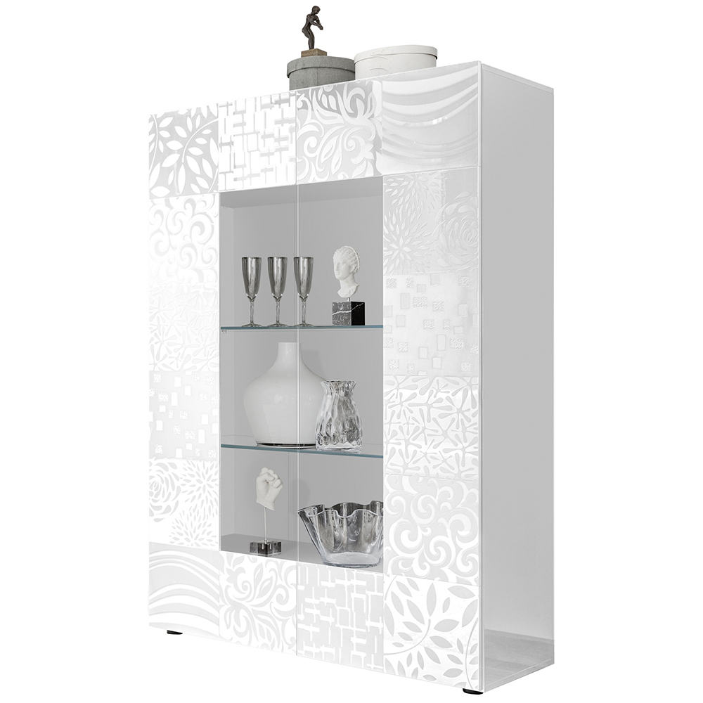Ardent High Gloss Display Cabinet With 2 Doors In White