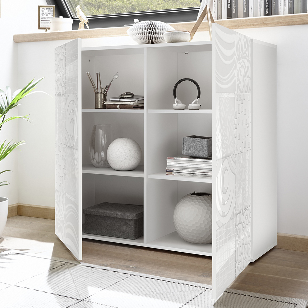 Ardent High Gloss Highboard With 2 Doors In White