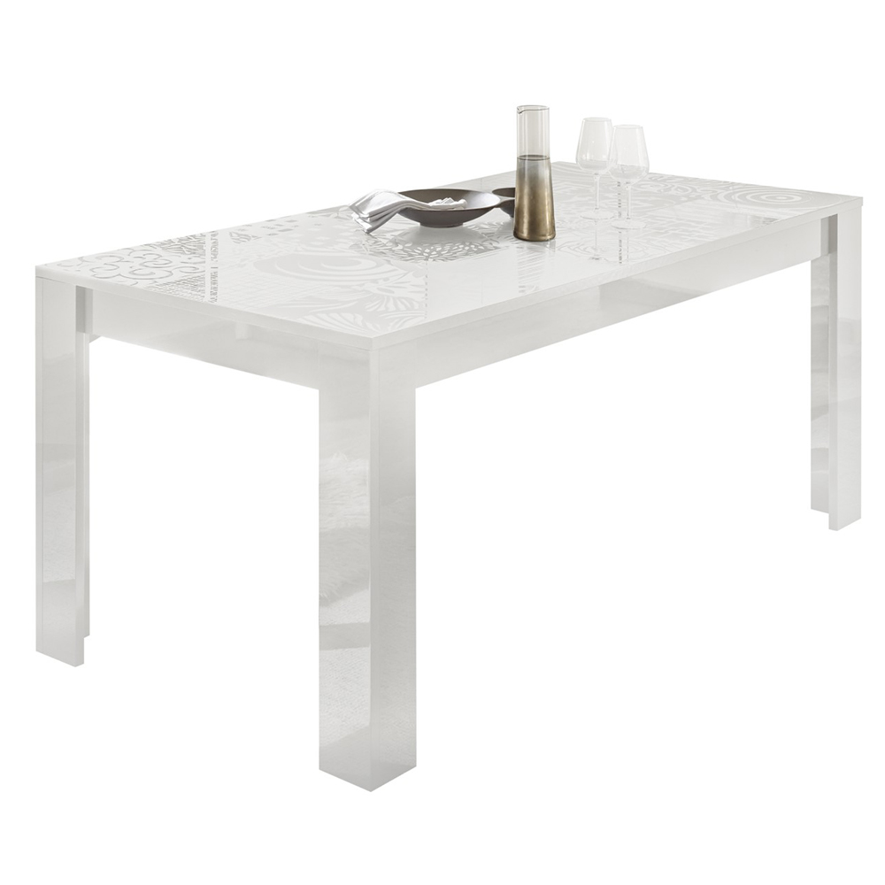 Ardent High Gloss Rectangular Dining Table In White