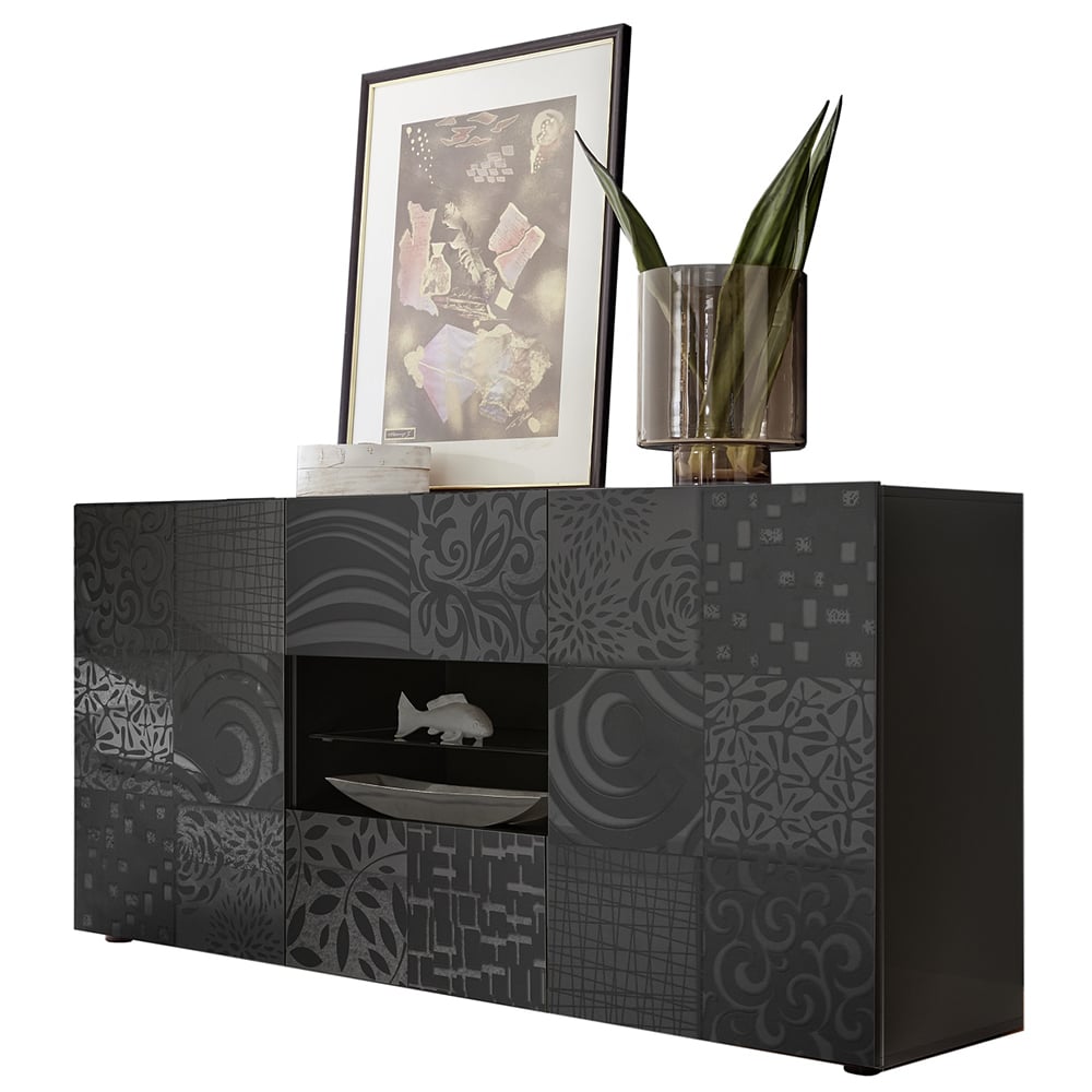 Ardent High Gloss Sideboard With 2 Doors 2 Drawers In Grey