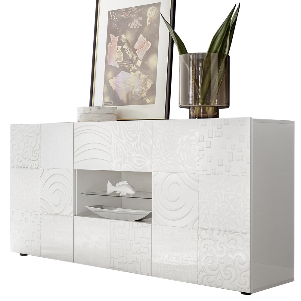 Ardent High Gloss Sideboard With 2 Doors 2 Drawers In White