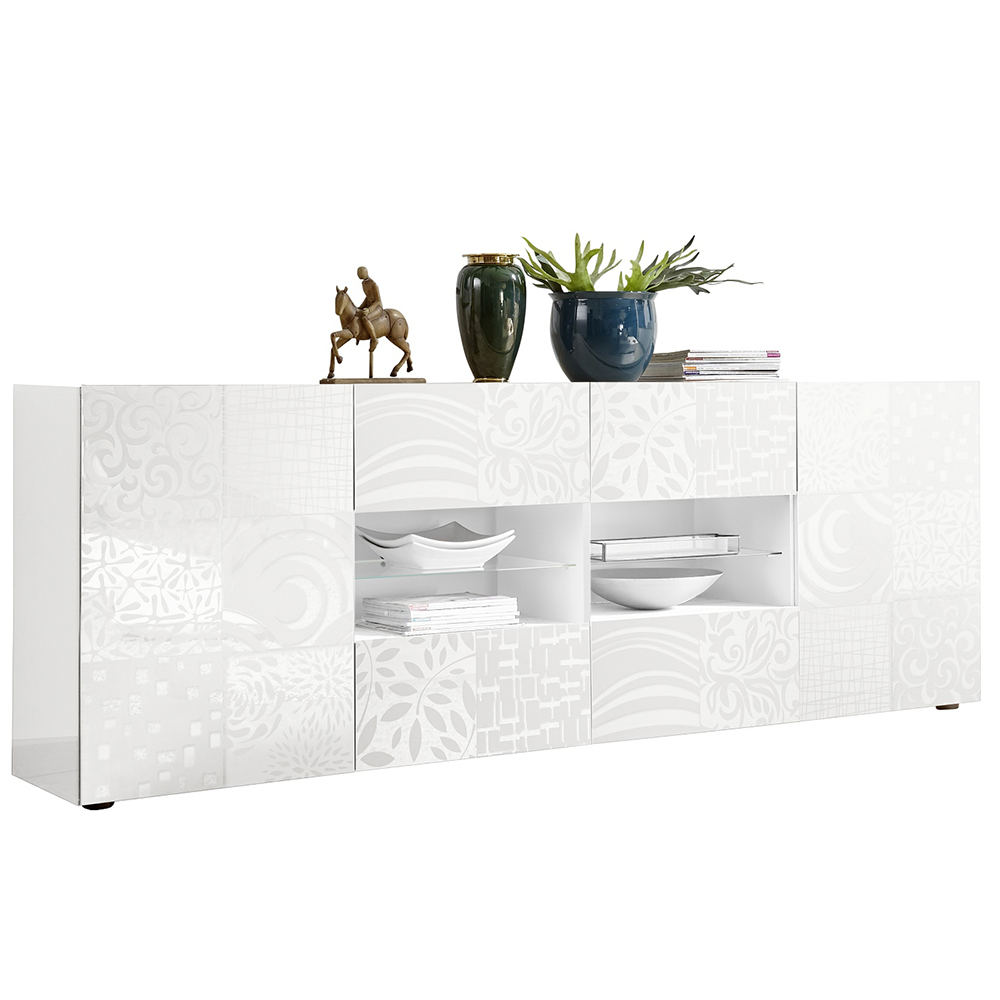 Ardent High Gloss Sideboard With 2 Doors 4 Drawers In White