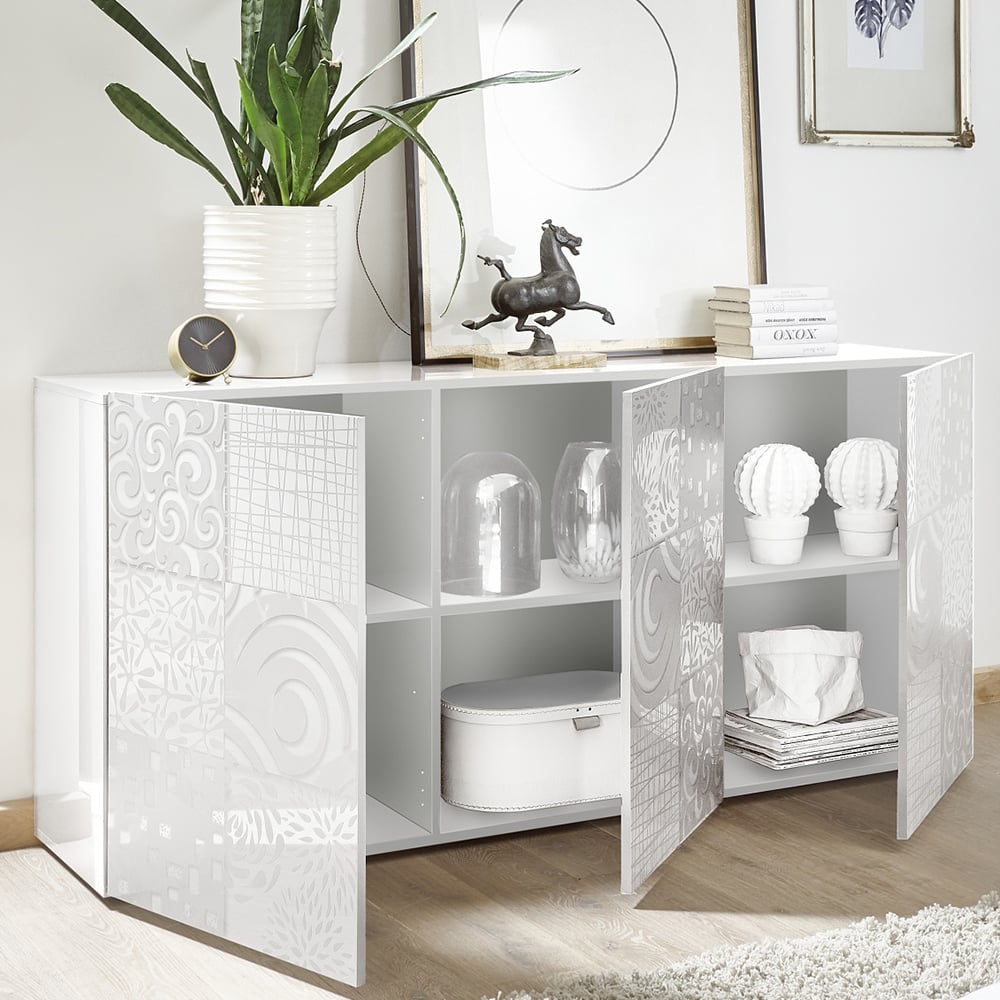 Ardent High Gloss Sideboard With 3 Doors In White