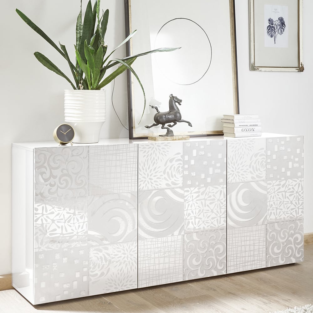 Ardent High Gloss Sideboard With 3 Doors In White