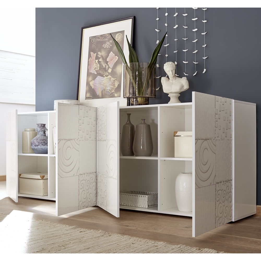 Ardent High Gloss Sideboard With 4 Doors In White