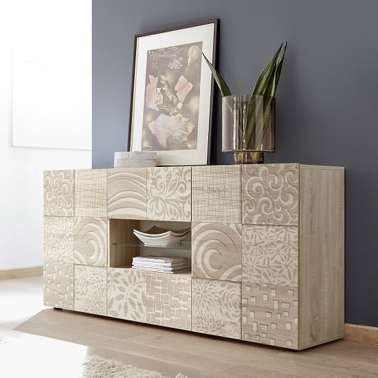 Ardent Wooden Sideboard In Sonoma Oak With 2 Doors And LED_1