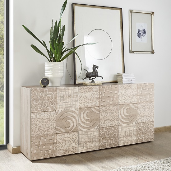 Product photograph of Ardent Wooden Sideboard In Sonoma Oak With 3 Doors from Furniture in Fashion