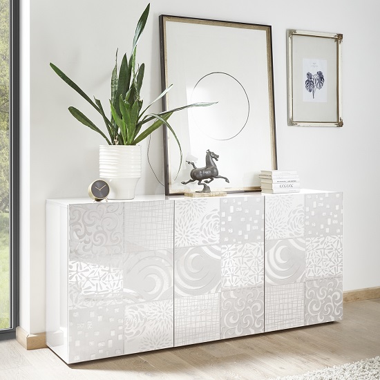 Product photograph of Ardent Modern Sideboard In White High Gloss With 3 Doors from Furniture in Fashion