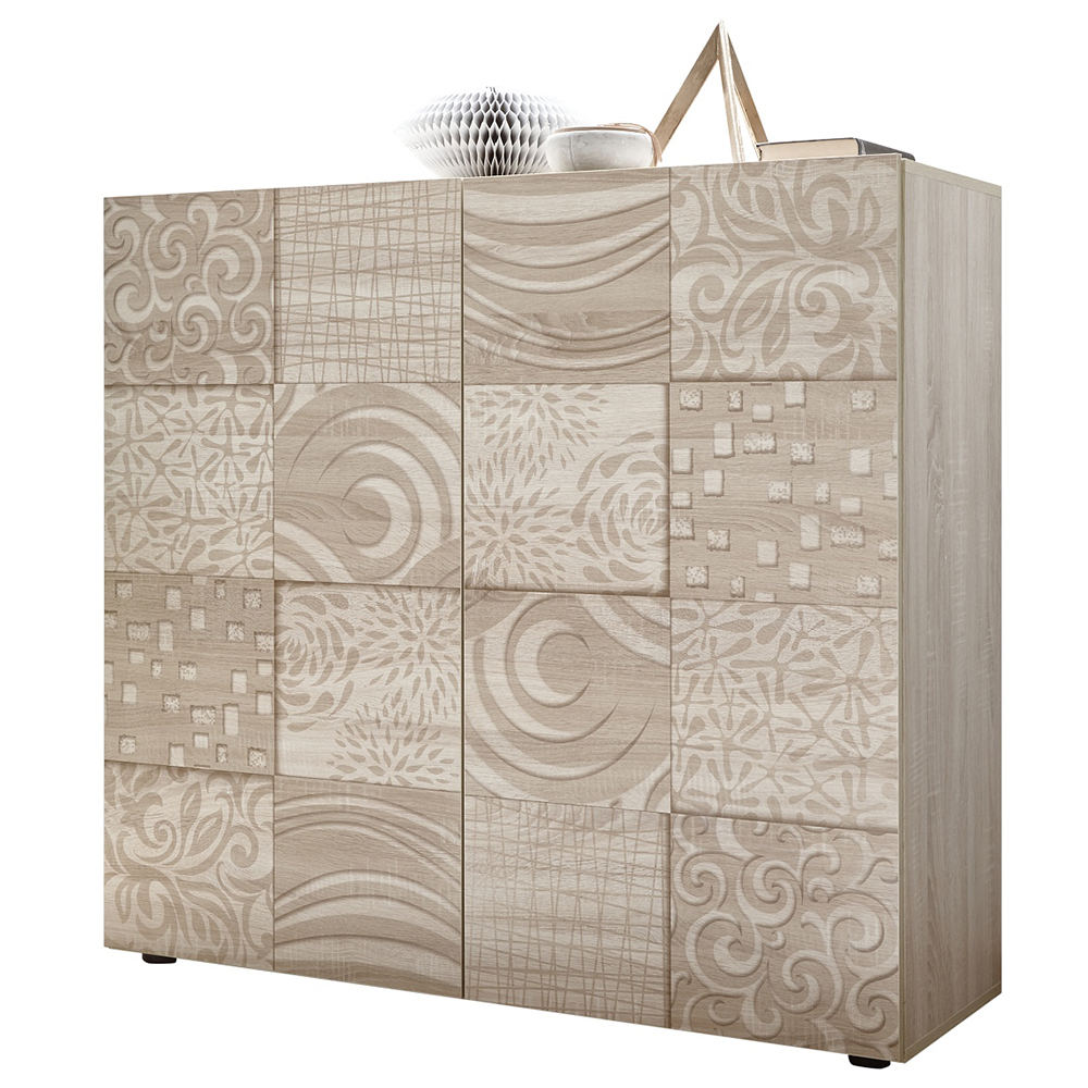 Ardent Wooden Highboard With 2 Doors In Sonoma Oak