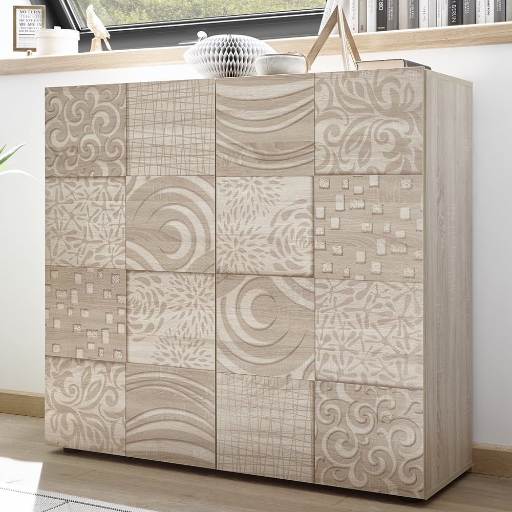 Ardent Wooden Highboard With 2 Doors In Sonoma Oak