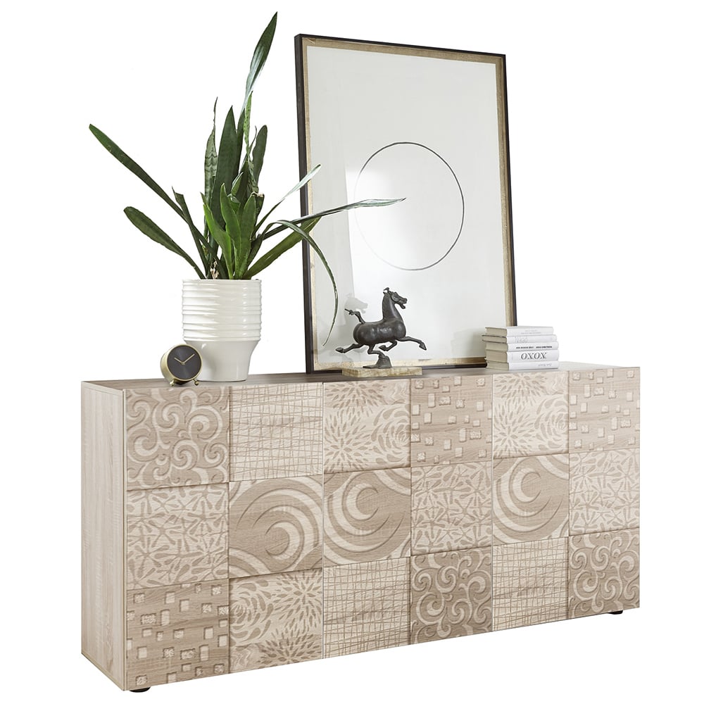 Ardent Wooden Sideboard With 3 Doors In Sonoma Oak