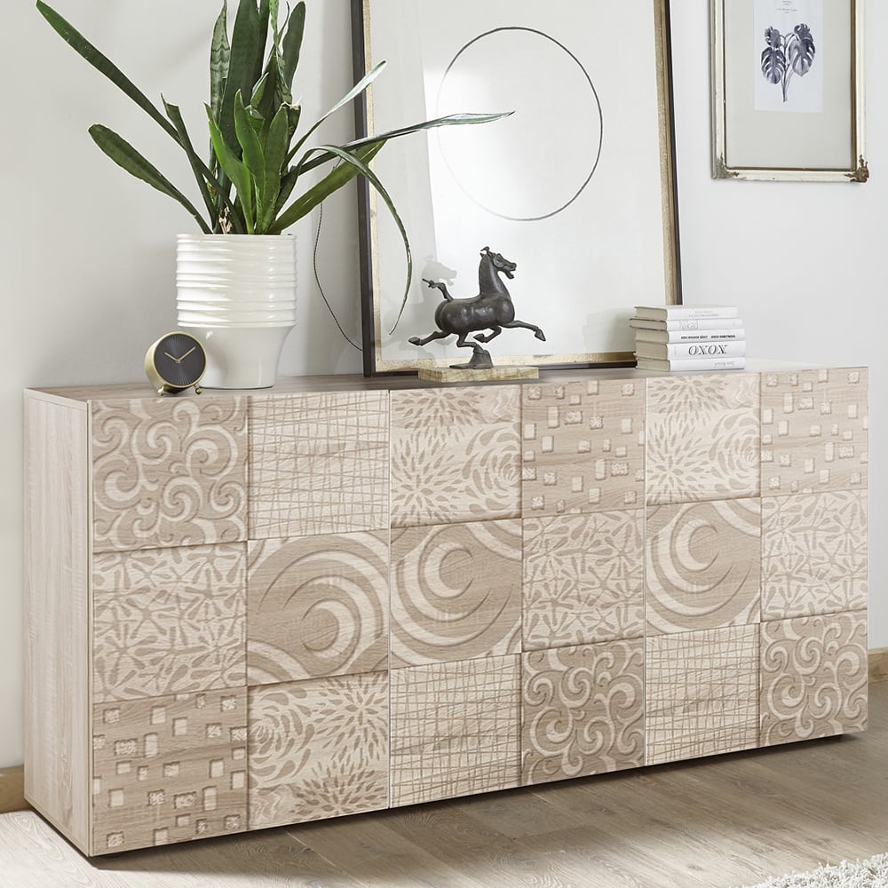 Ardent Wooden Sideboard With 3 Doors In Sonoma Oak