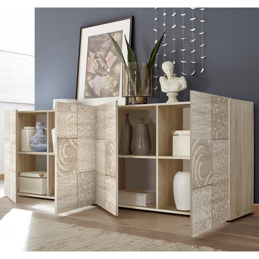 Ardent Wooden Sideboard With 4 Doors In Sonoma Oak