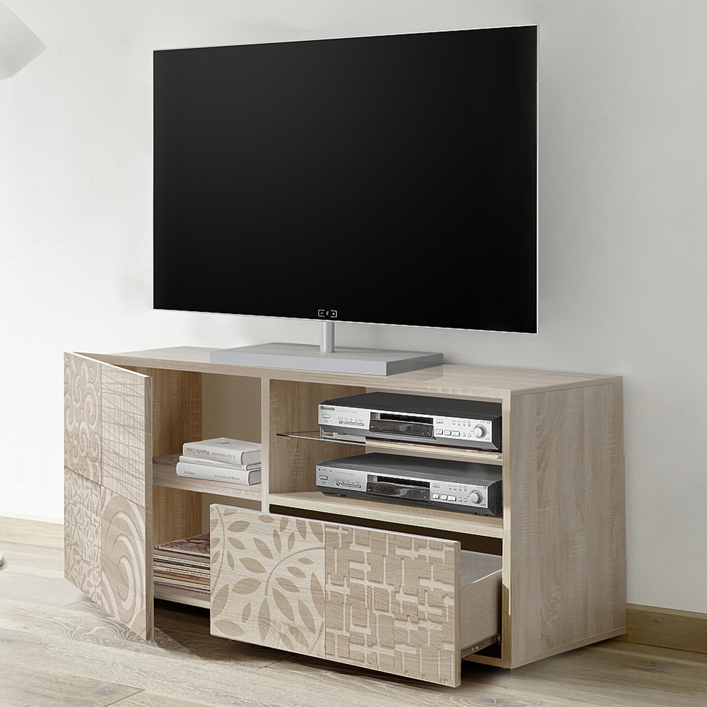 Ardent Wooden TV Stand With 1 Door 1 Drawer In Sonoma Oak