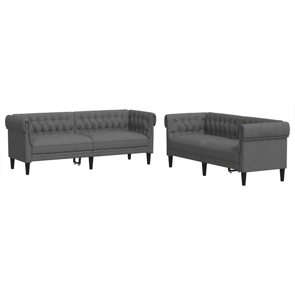 Ardino Fabric 3+2 Sofa Set In Dark Grey