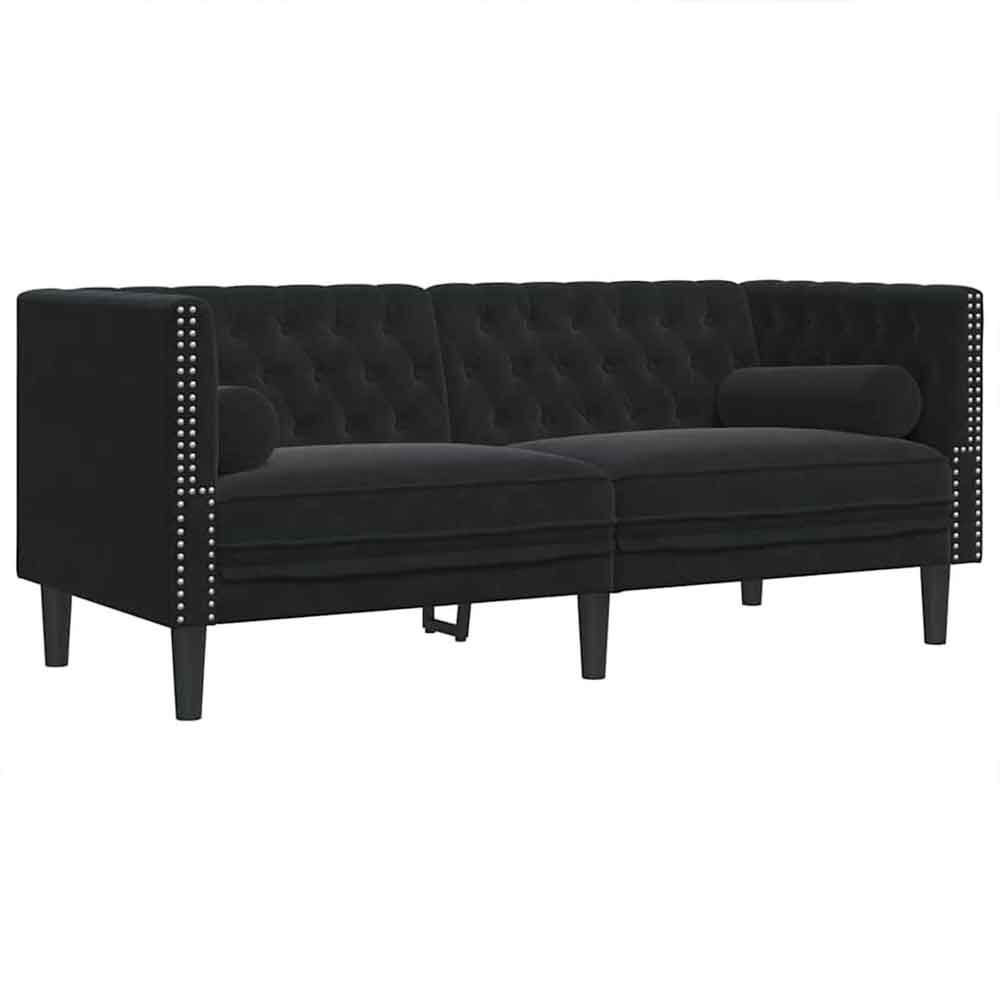 Ardino Velvet 2 Seater Sofa In Black