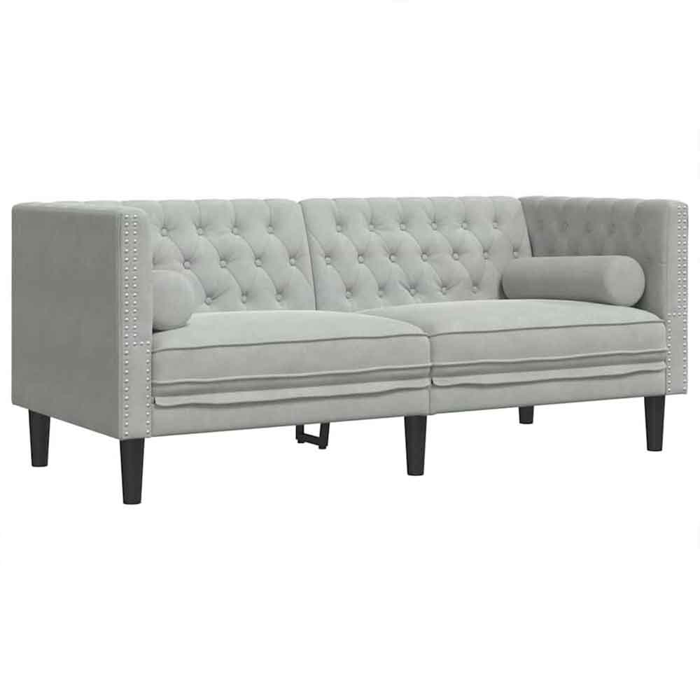 Ardino Velvet 2 Seater Sofa In Light Grey
