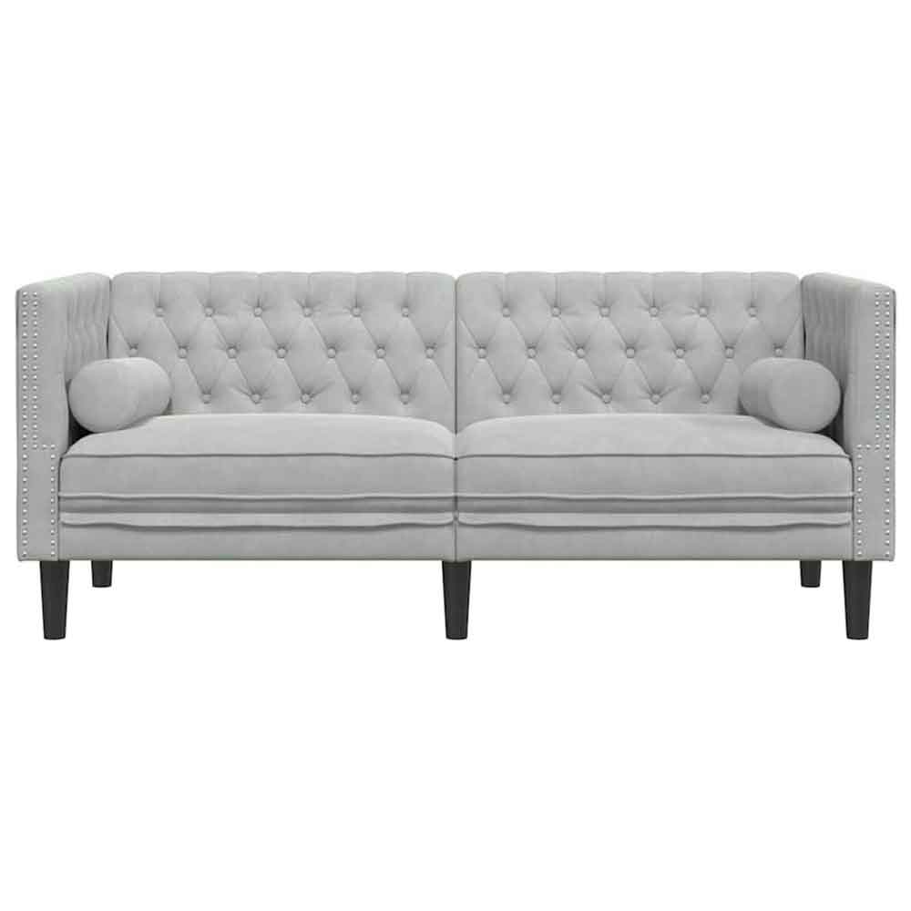 Ardino Velvet 2 Seater Sofa In Light Grey