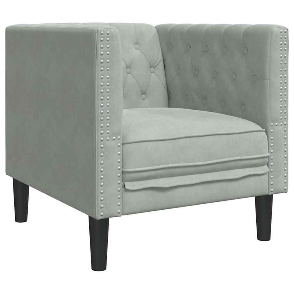 Ardino Velvet 3+2+1 Sofa Set In Light Grey