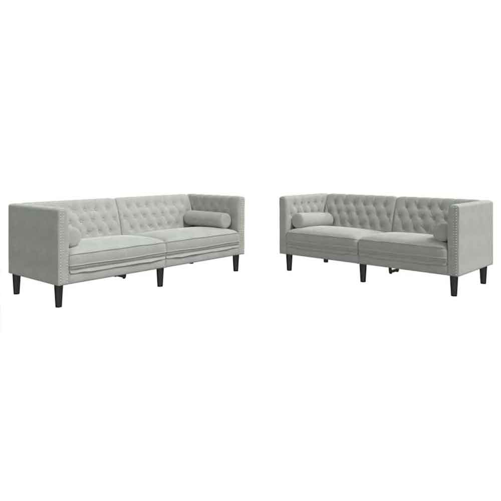 Ardino Velvet 3+2 Sofa Set In Light Grey