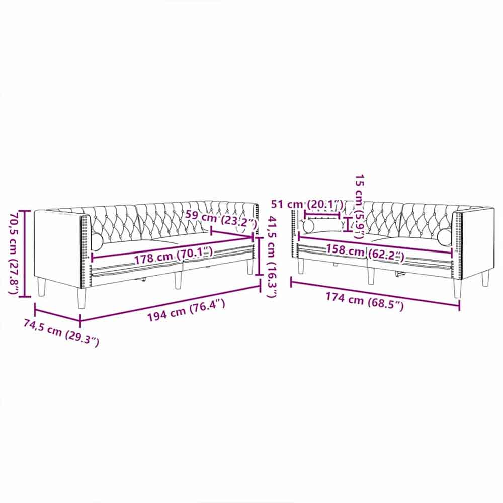 Ardino Velvet 3+2 Sofa Set In Light Grey