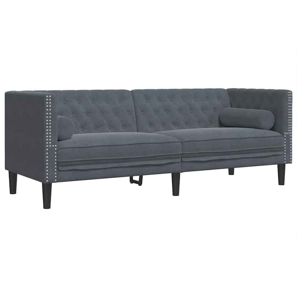 Ardino Velvet 3 Seater Sofa In Dark Grey