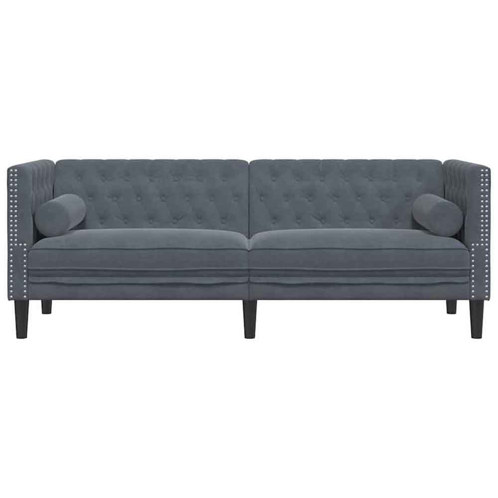 Ardino Velvet 3 Seater Sofa In Dark Grey