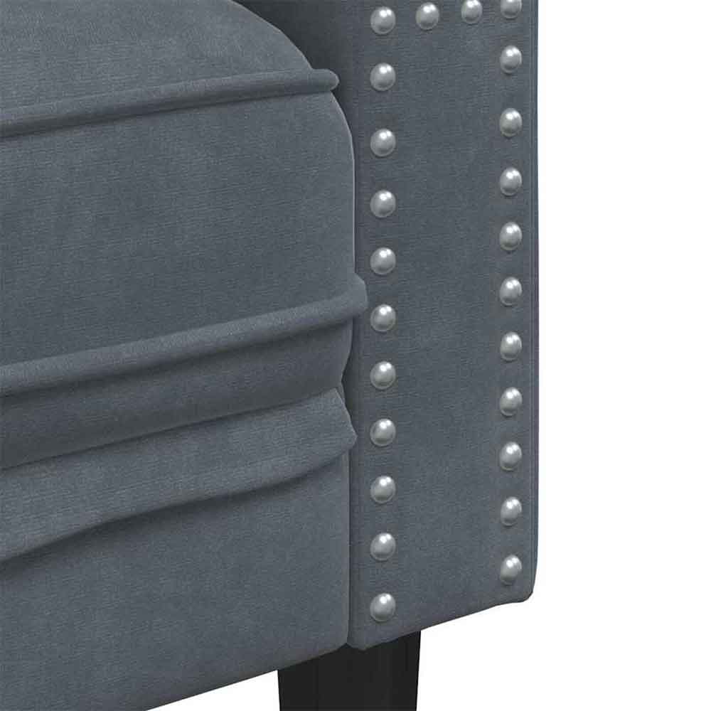 Ardino Velvet 3 Seater Sofa In Dark Grey