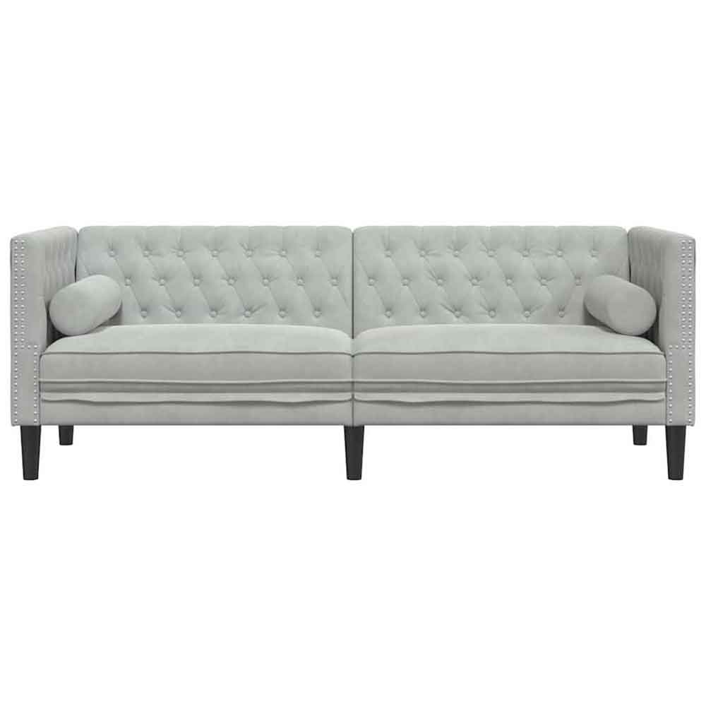 Ardino Velvet 3 Seater Sofa In Light Grey