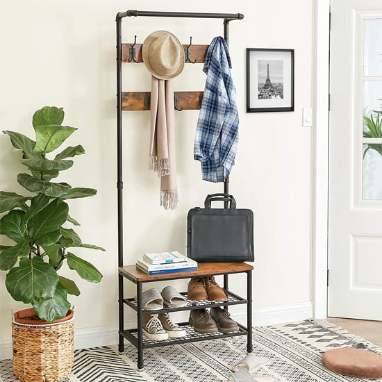 Ardmore Wooden Coat Rack With Bench In Rustic Brown FiF