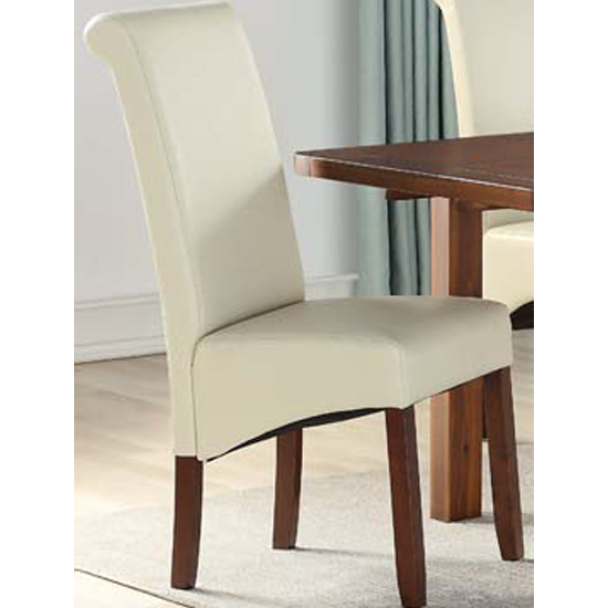 Areli Acacia Extending Dining Set With 4 Cream Sika Dining Chair