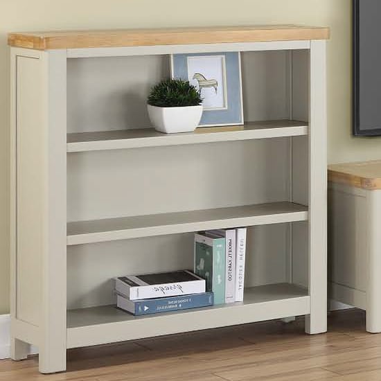Areli Stone Painted Low Bookcase With 2 Shelves Furniture in Fashion