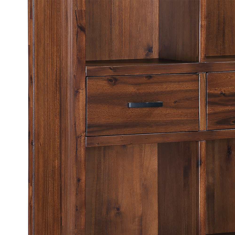 Areli Wooden Bookcase With 2 Drawers In Dark Brown