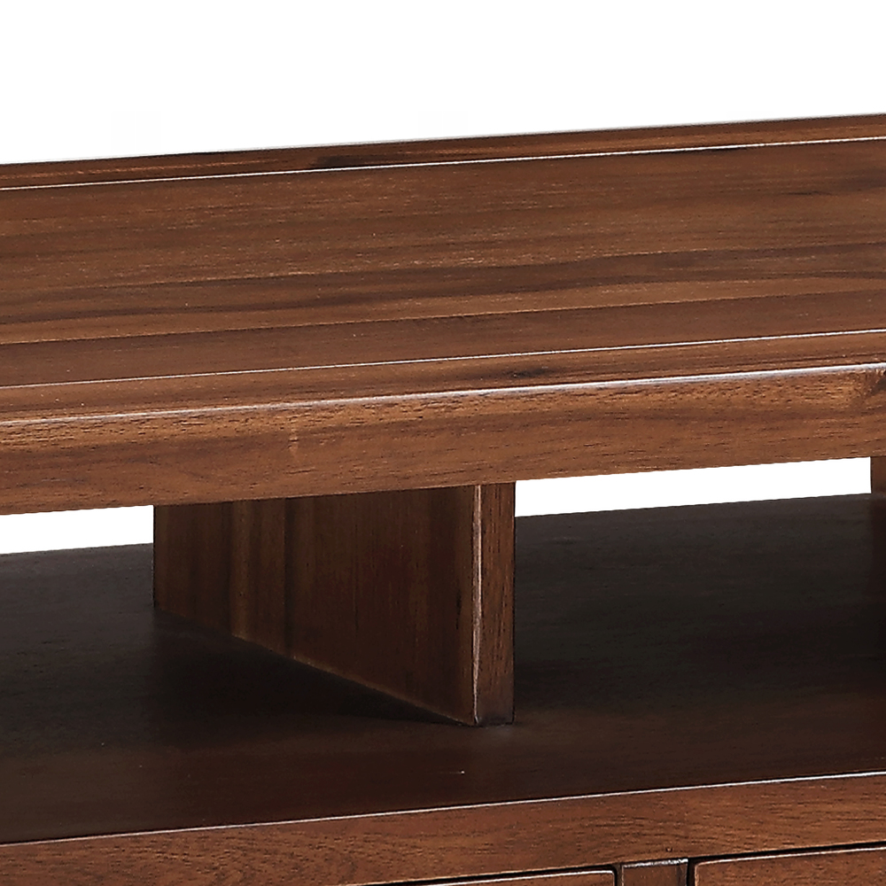 Areli Wooden Coffee Table With 2 Drawers In Dark Brown
