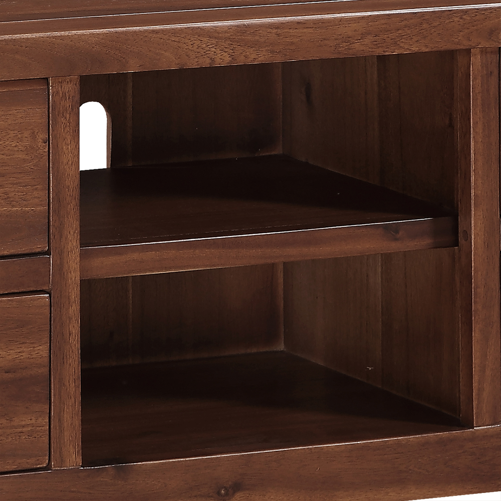 Areli Wooden Corner TV Stand With 4 Drawers In Dark Brown