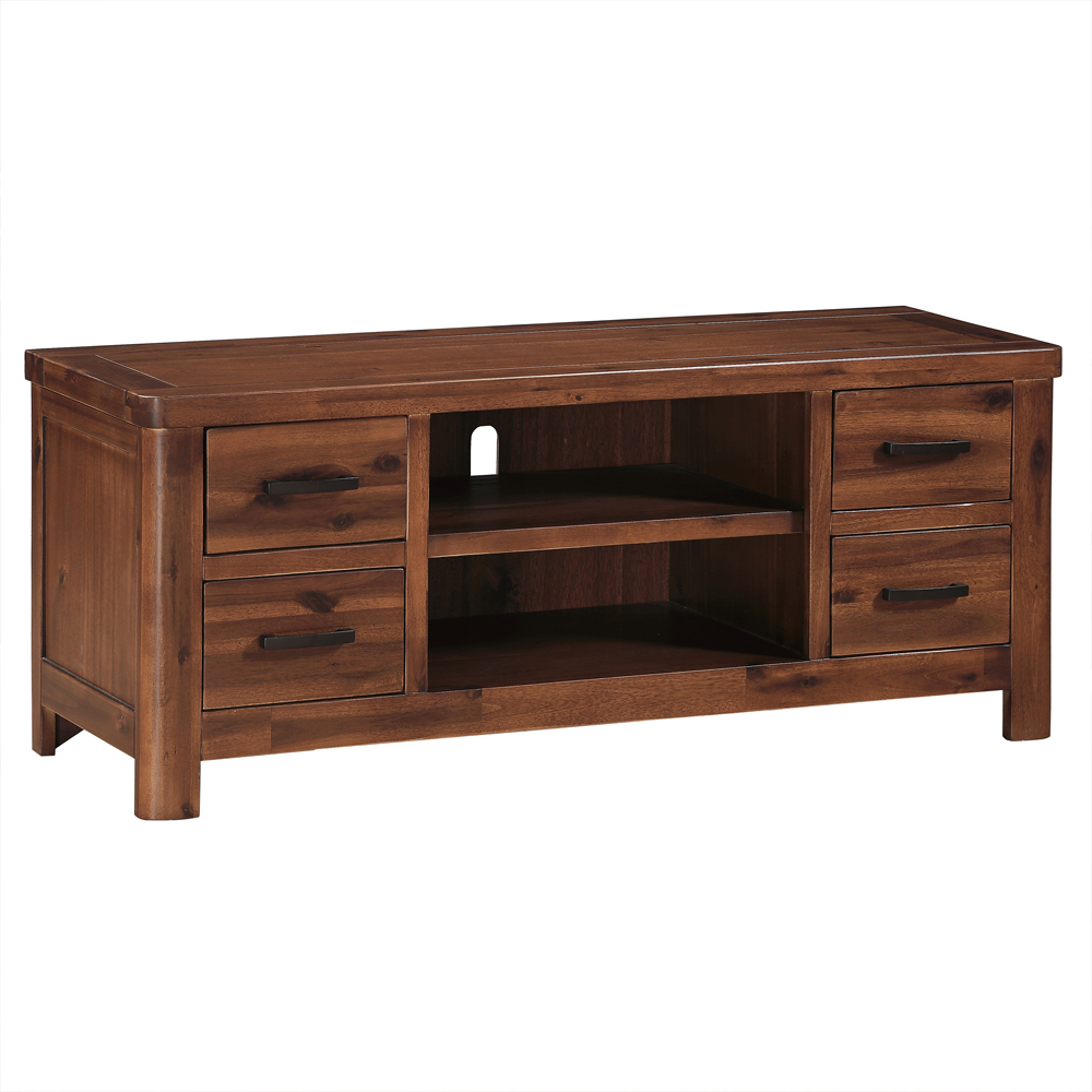 Areli Wooden Straight TV Stand With 4 Drawers In Dark Brown