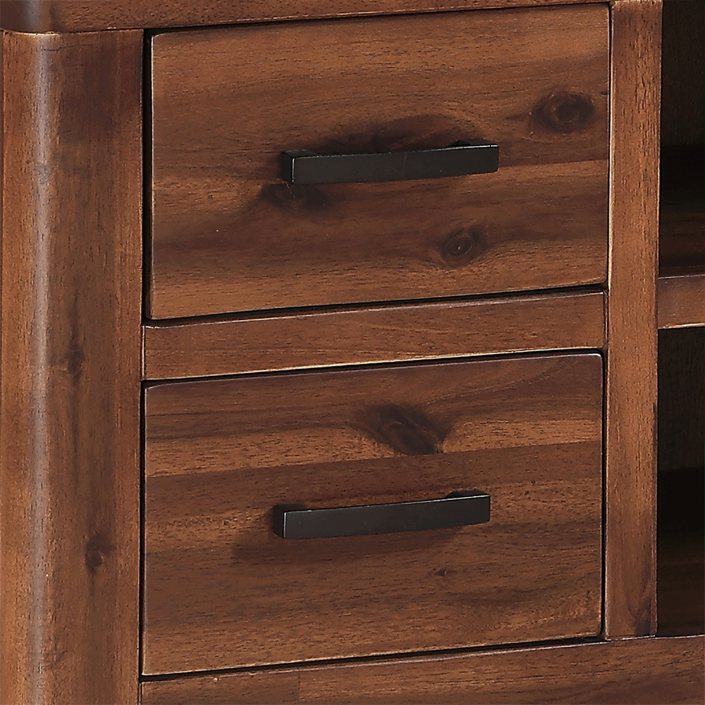 Areli Wooden Straight TV Stand With 4 Drawers In Dark Brown