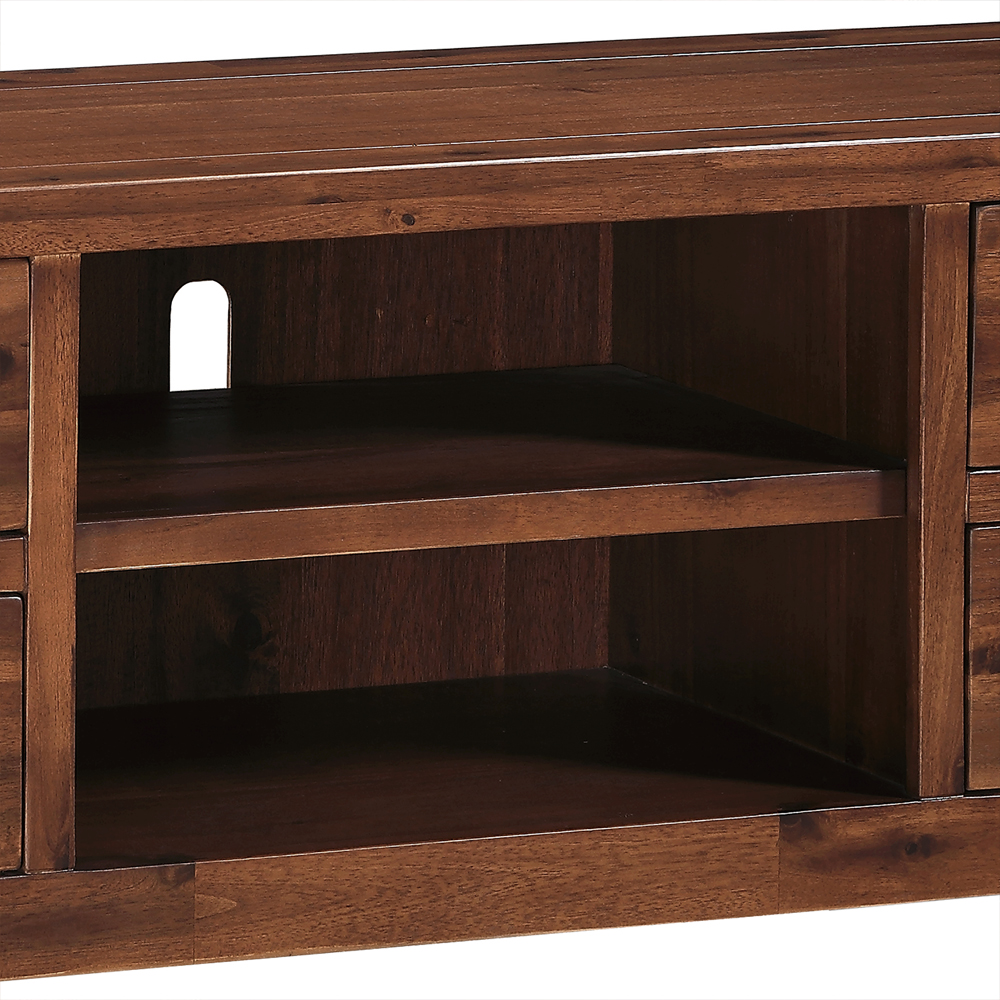 Areli Wooden Straight TV Stand With 4 Drawers In Dark Brown
