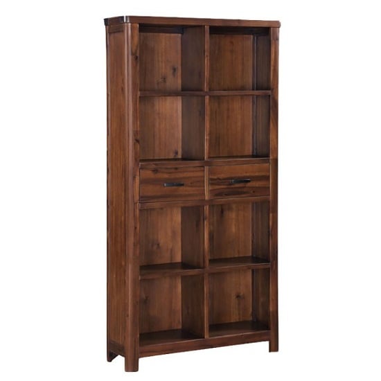 View Areli wooden tall bookcase in dark acacia finish