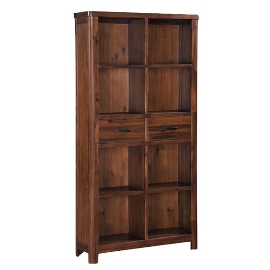 Areli Wooden Tall Bookcase In Dark Acacia Finish