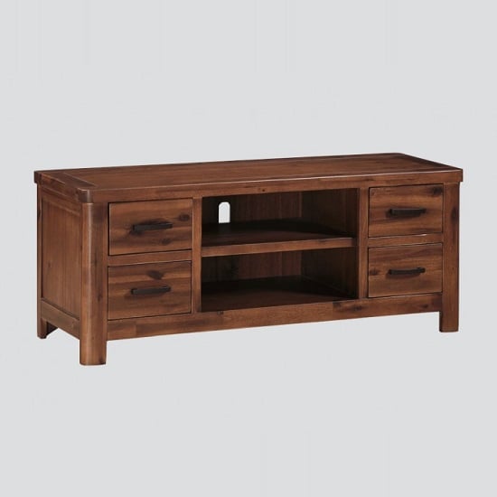 Areli Wooden TV Stand In Dark Acacia Finish