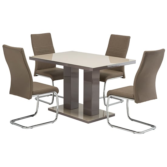 Aarina 120cm Latte Glass Top High Gloss Dining Table In Latte_3