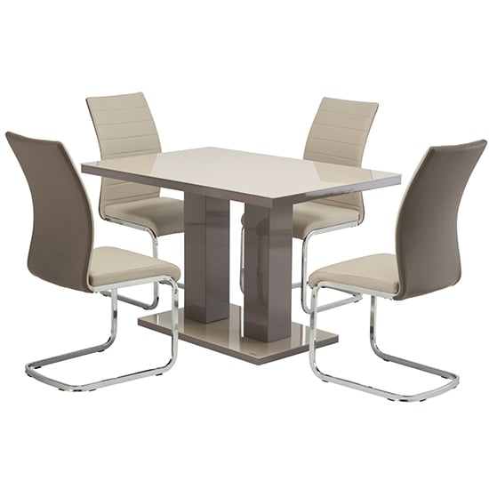 Aarina 120cm Latte Glass Top High Gloss Dining Table In Latte_4