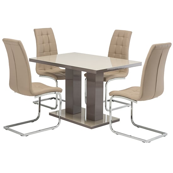 Aarina 120cm Latte Glass Top High Gloss Dining Table In Latte_5