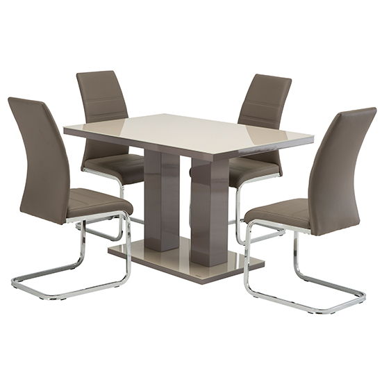 Arena Small Latte Glass Top High Gloss Dining Table In Latte_7