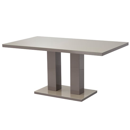 Aarina 160cm Latte Glass Top High Gloss Dining Table In Latte
